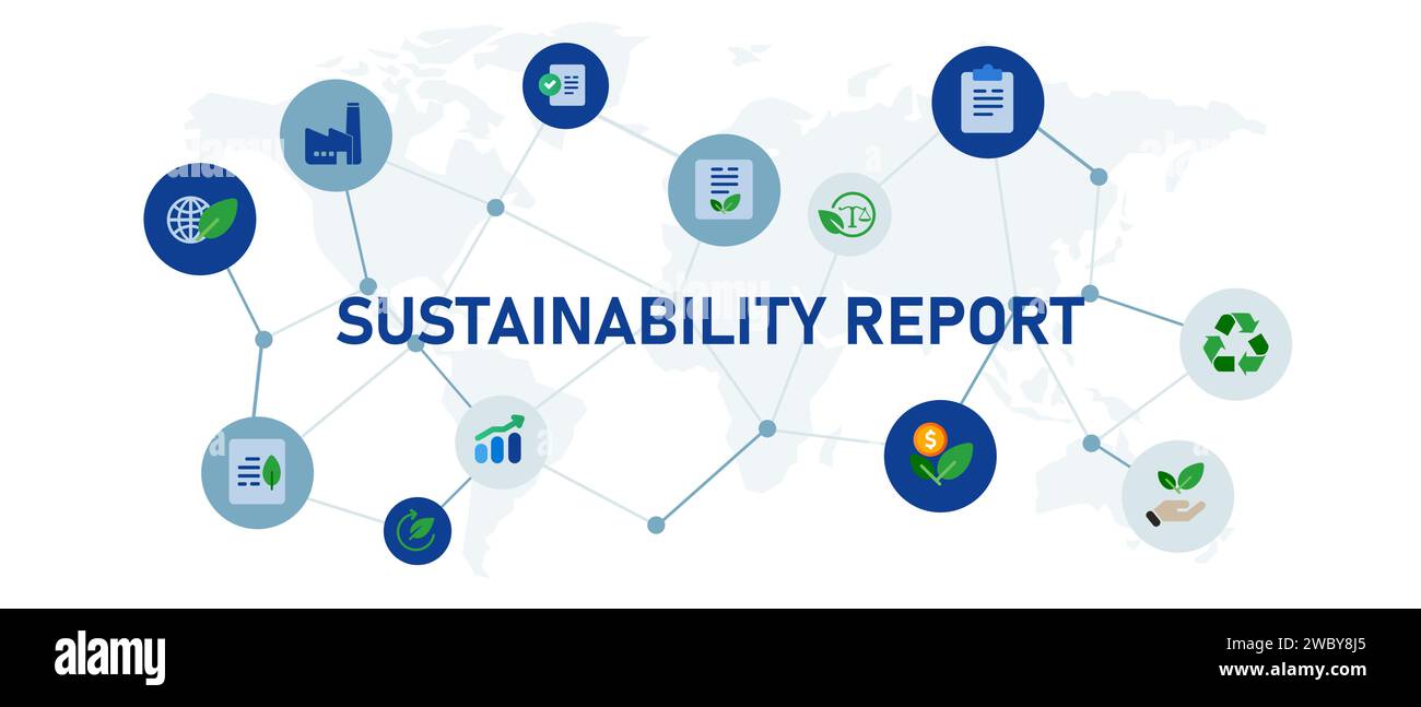 Nachhaltigkeitsbericht Verantwortung für Umweltökologie Naturwirtschaft Stock Vektor