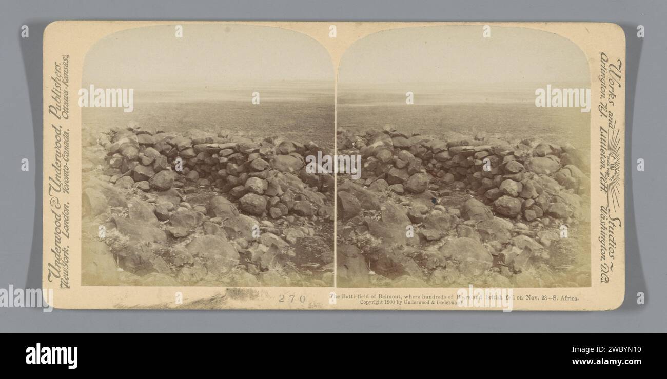 Seattle of the Battle of Belmont, Südafrika, Anonymous, 1900 Stereographie am 23. November 1899 fand hier die Schlacht von Belmont zwischen den Bauern und den Briten statt. Belmontverlag: New York (Stadt) (möglicherweise) Pappe. Papieralbumendruck Kriegsgefangener (nach der Schlacht). Low Hill Country Belmont Stockfoto