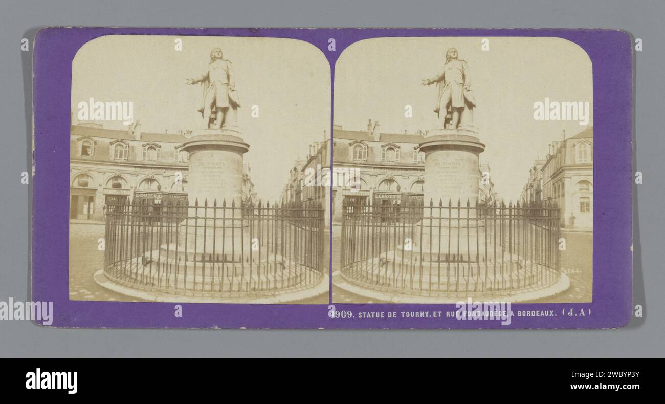 Standbeeld van Louis-Urbain-Aubert von Tourny Te Bordeaux, Jean Andrieu, 1862-1876 Stereograph Bordeaux Karton. Fotografische Trägeralbumendruckskulptur Stockfoto