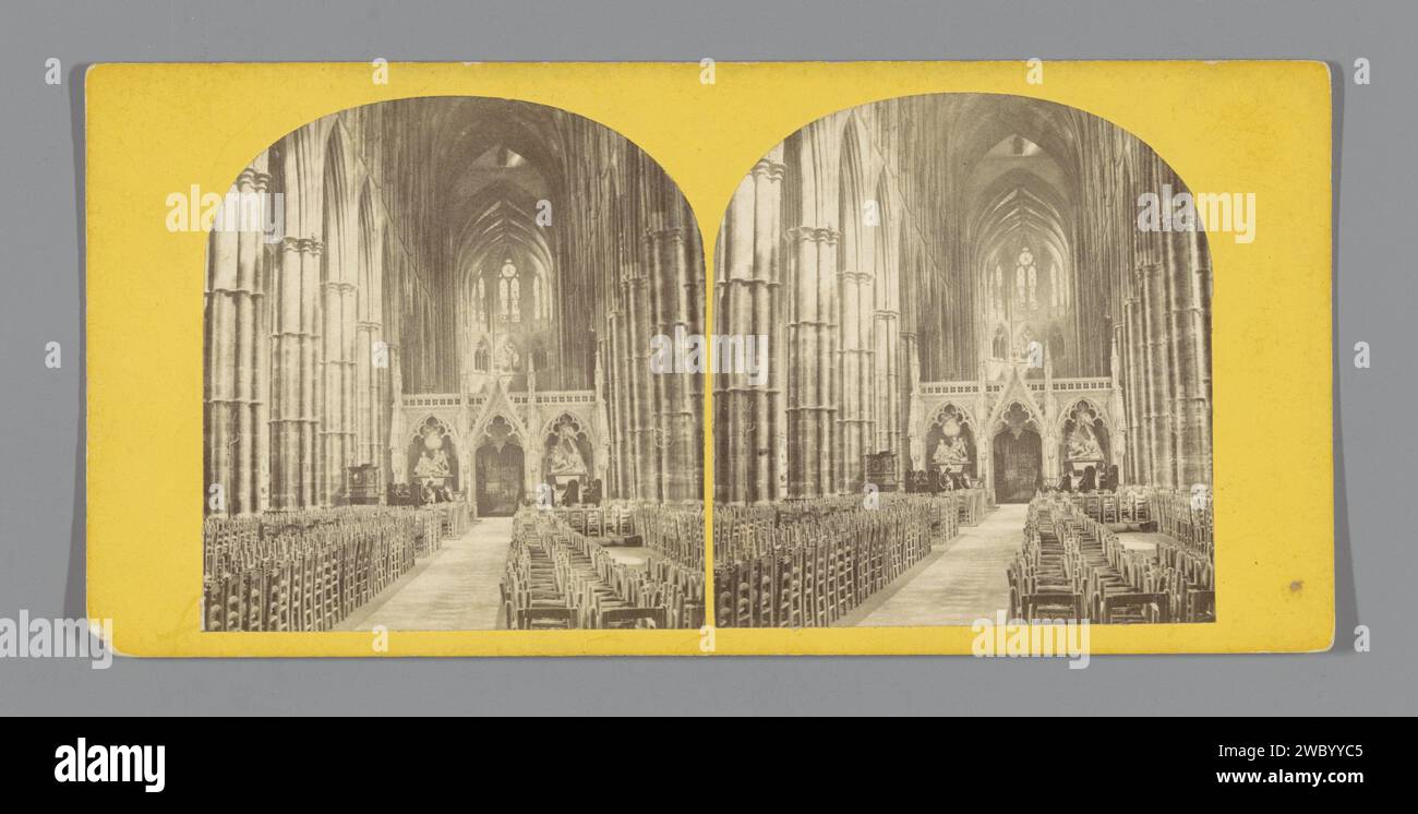Innenraum der Westminster Abbey, mit Blick auf den Chor, CH. Pumphrey & Co, ca. 1850 - ca. 1880 Stereograph Westminster Abbey Karton. Fotografischer Trägeralbumendruck im Inneren der Kirche. Teile des Kircheninnenraums: Kirchenschiff. Teile des Kircheninneren: Chor Westminster Abbey Stockfoto