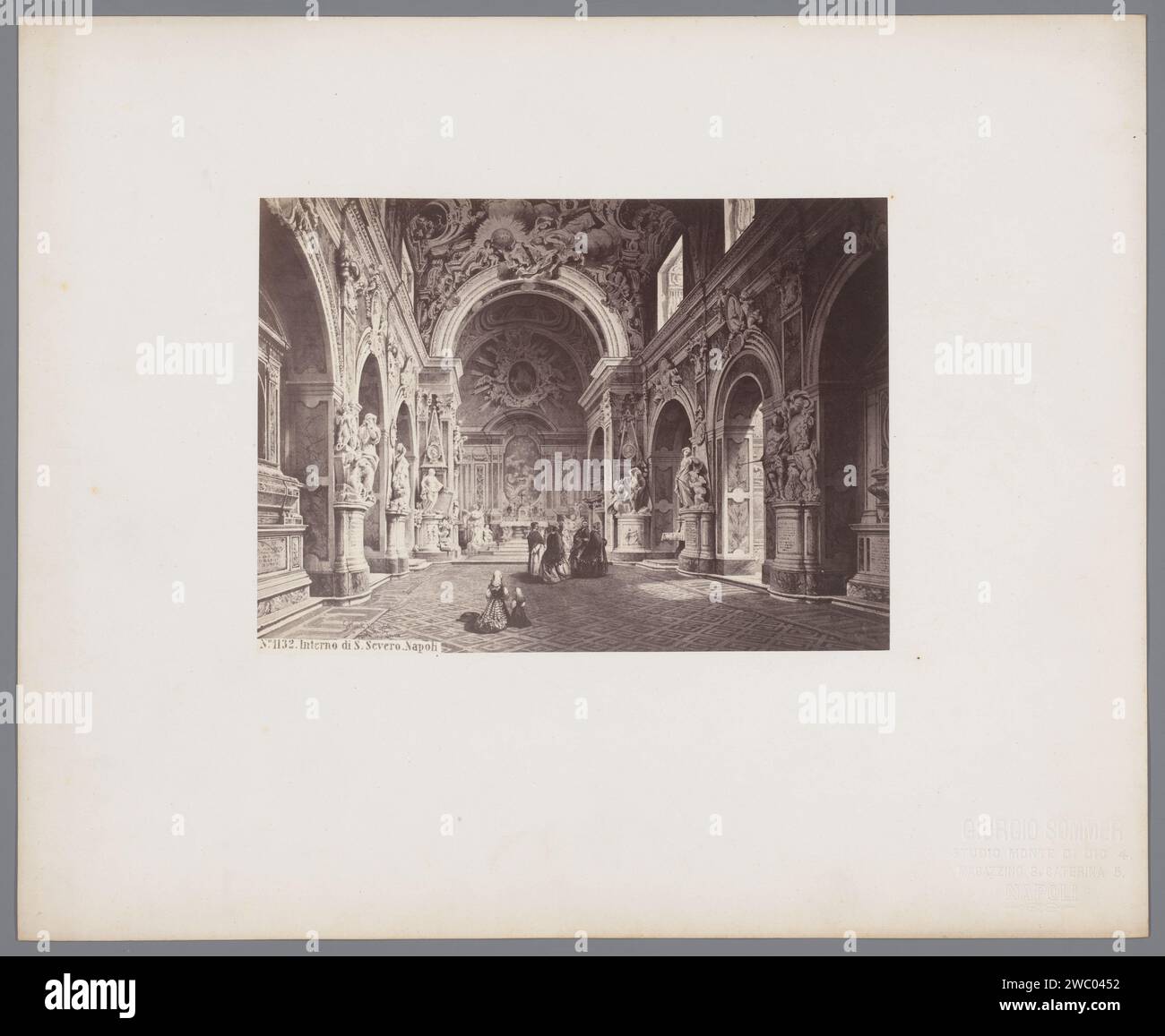 Fotoproduktion einer Zeichnung der Cappella Sansevero in Neapel, Italien, Giorgio Sommer, nach Anonym, 1863 - 1914 Fotografie Karton. Papier-Albumendruck innen der Kirche Sansevero Kapelle Stockfoto