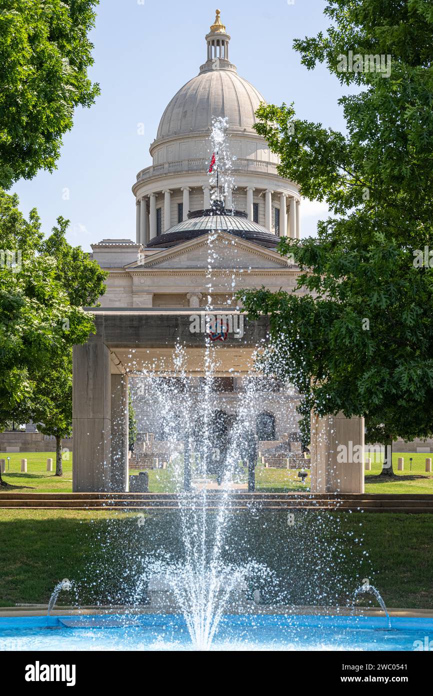 Arkansas State Capitol und Brunnen in Little Rock, Arkansas. (USA) Stockfoto