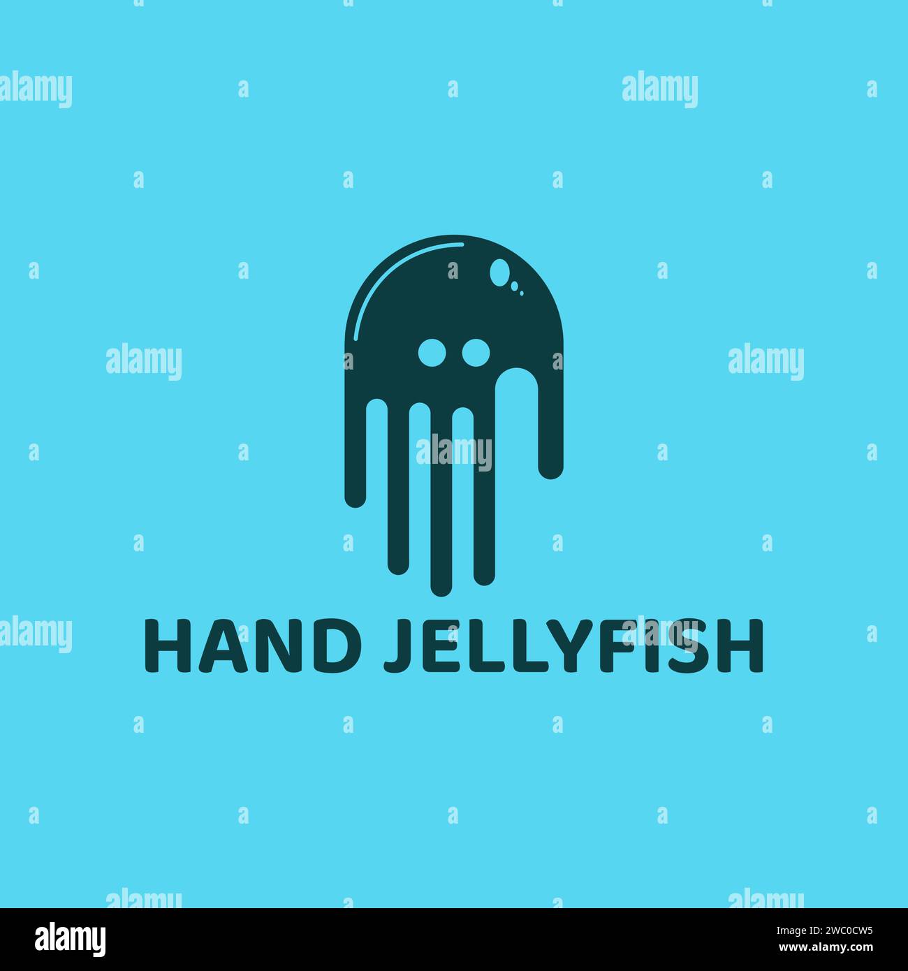 Schwarzes Handlogo mit Negativbereich für Quallen. Stock Vektor