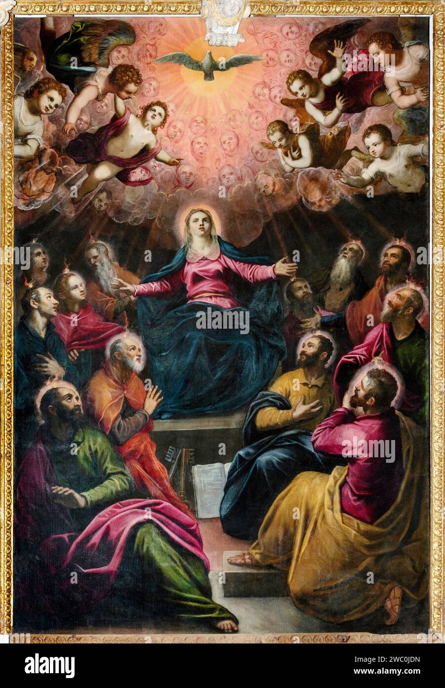 La discesa dello Spirito Santo - olio su tela - Domenico Tintoretto - XVII secolo - Verona, chiesa di S.Giorgio in Braida Stockfoto