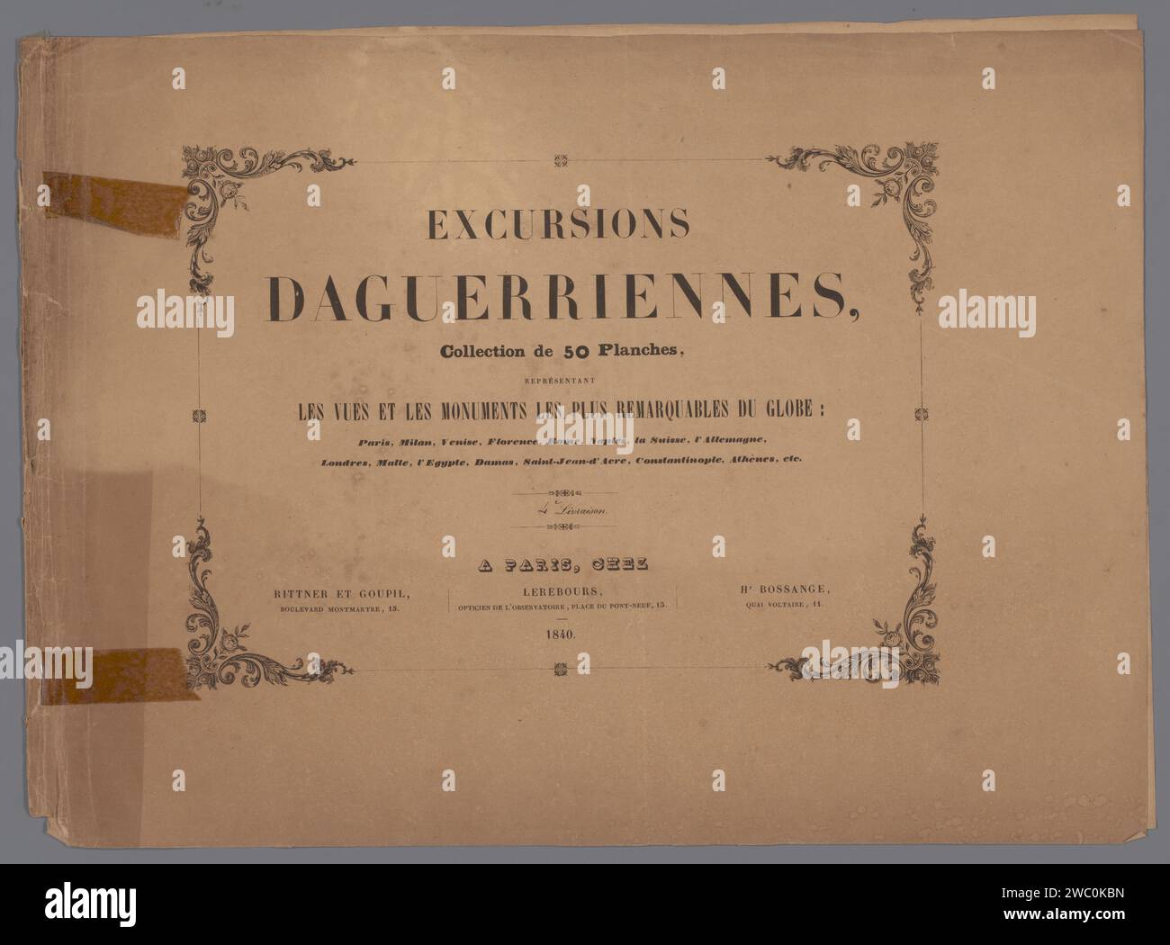 'Exkursions daguerriennes' omslagpagina's, anonym, 1840 Foto. Drucken Stockfoto