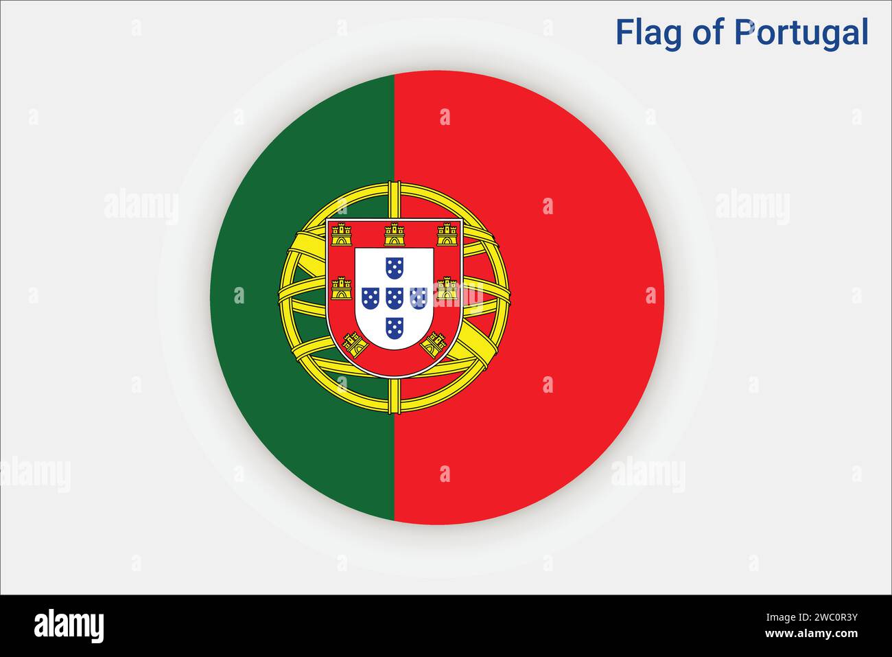 Hochdetaillierte Flagge Portugals. Portugiesische Nationalflagge. Afrika. Europa. 3D-Abbildung. Stock Vektor