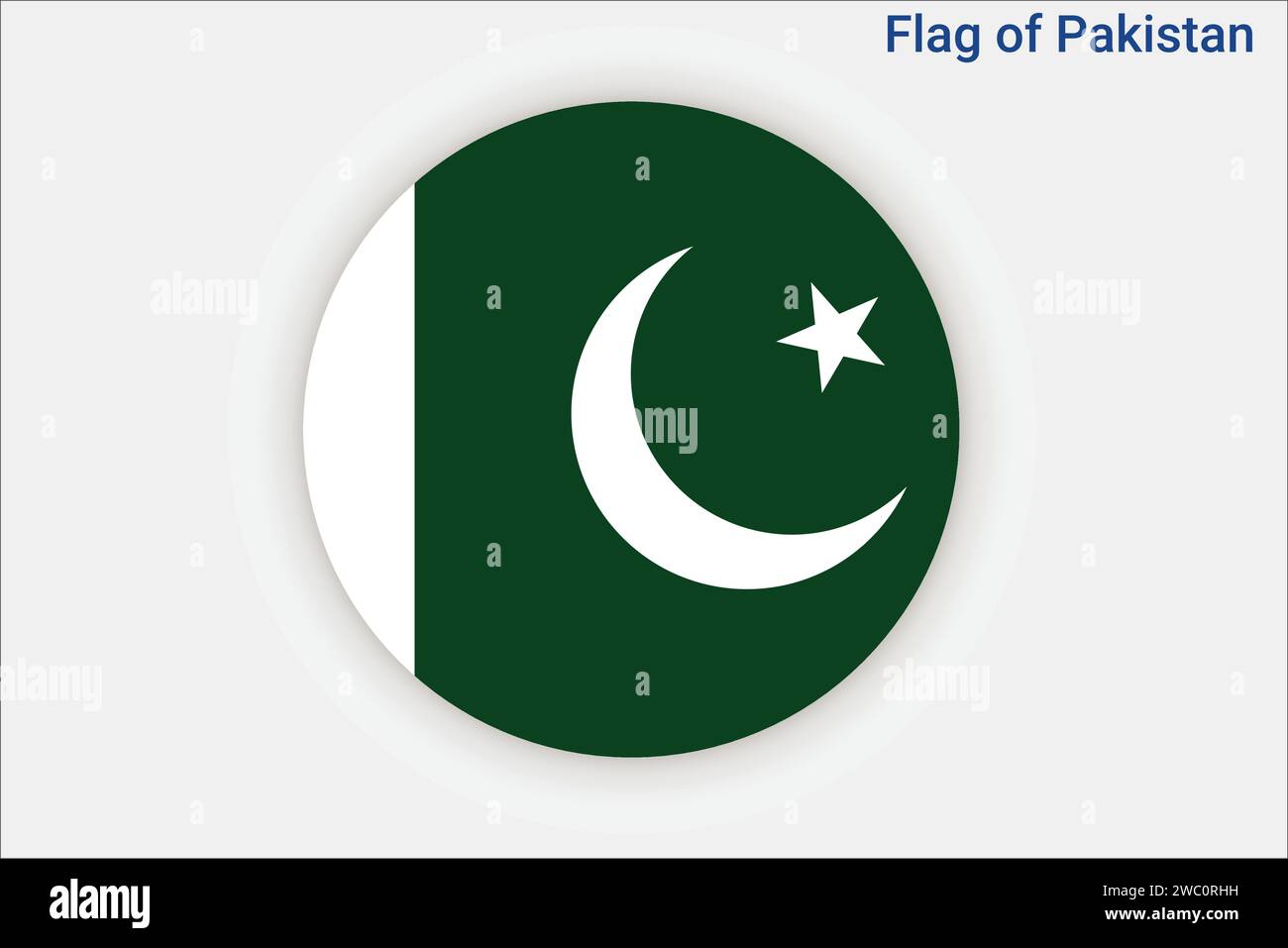 Hochdetaillierte Flagge Pakistans. Nationale pakistanische Flagge. Asien. 3D-Abbildung. Stock Vektor