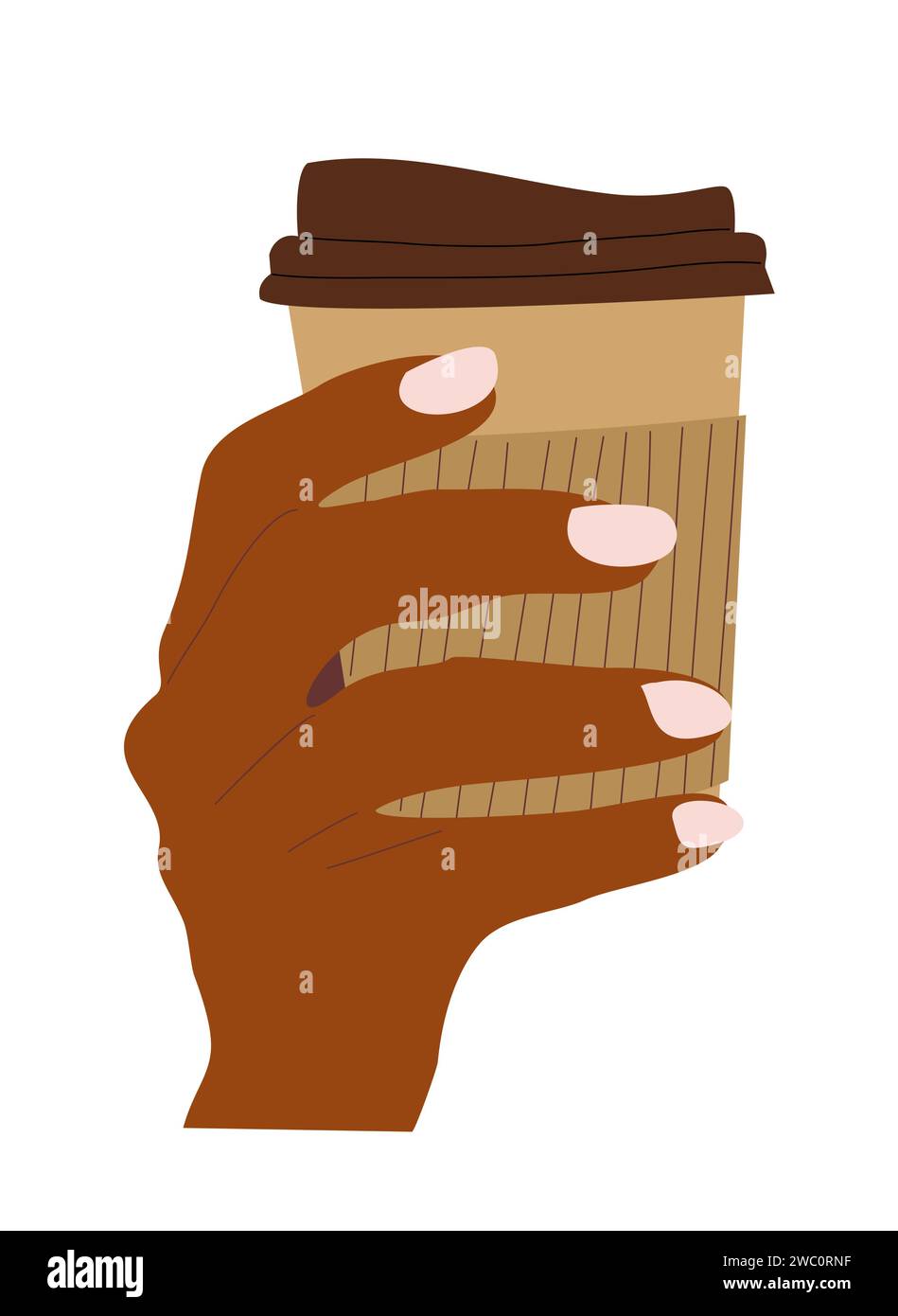 Weibliche Hand Hält Einweg-Kaffeetasse Zum Mitnehmen Stock Vektor
