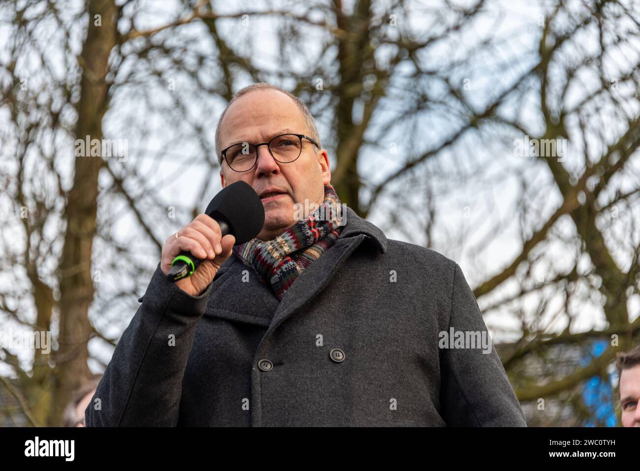 Kiel, 12.01.2023 Protestaktion der Bauern gegen die Streichung von Subventionen der Ampelregierung im Agrarbereich mit einer Traktoren-Sternfahrt mit Stockfoto