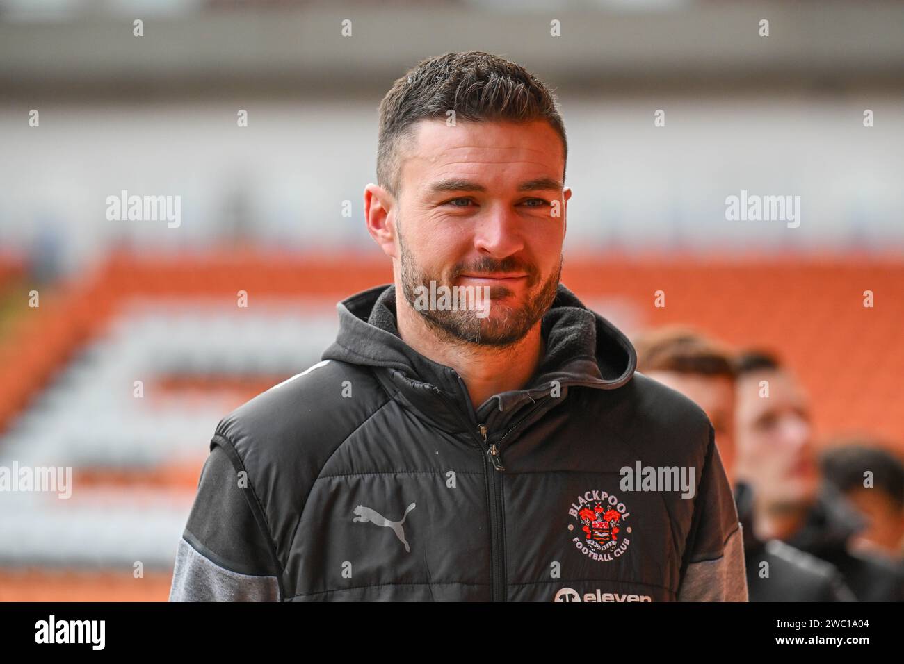 Richard O'Donnell von Blackpool kommt vor dem Sky Bet League 1 Spiel Blackpool gegen Exeter City in Bloomfield Road, Blackpool, Vereinigtes Königreich, 13. Januar 2024 (Foto: Craig Thomas/News Images) Stockfoto