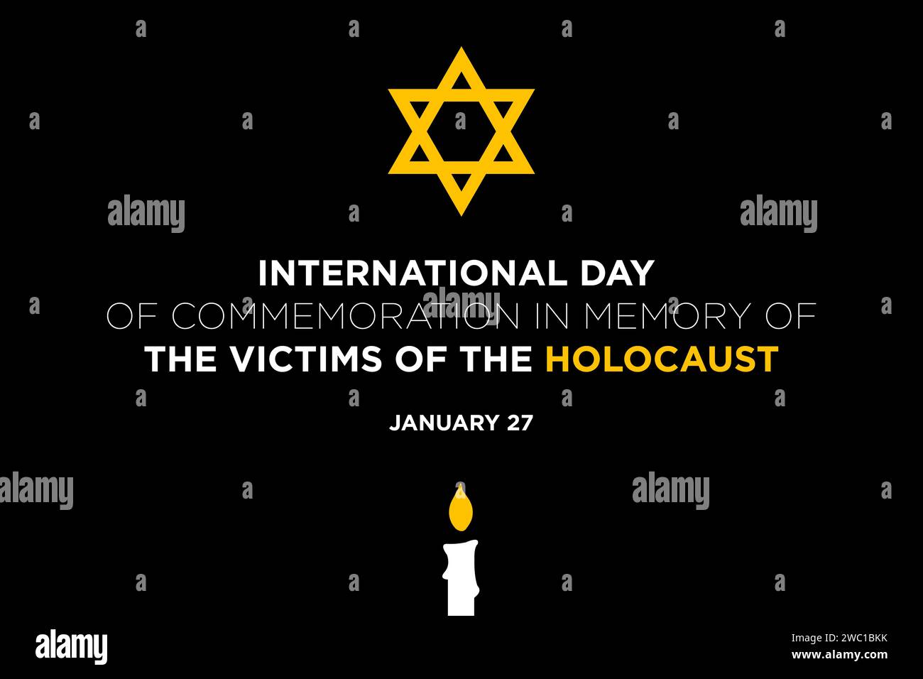 Gedenkfeier zum Gedenken an die Opfer des Holocaust, internationaler Tag am 27. Januar. David Star und brennende Kerze. Hintergrund für Poster oder Banner i Stockfoto Gedenkfeier zum Gedenken an die Opfer des Holocaust, internationaler Tag am 27. Januar. David Star und brennende Kerze. Hintergrund für Poster oder Banner i Stockfoto