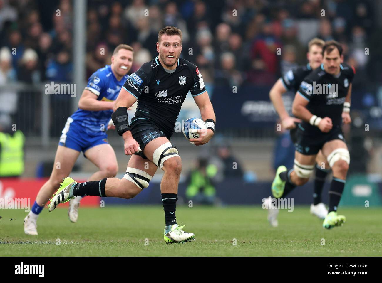 George Horne von Glasgow Warriors beim Investec Champions Cup Spiel im Sandy Park, Exeter. Bilddatum: Samstag, 13. Januar 2024. Stockfoto
