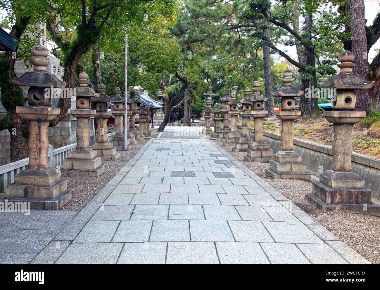 Sumiyoshi Taisha Großschrein in Osaka, Japan. Stockfoto