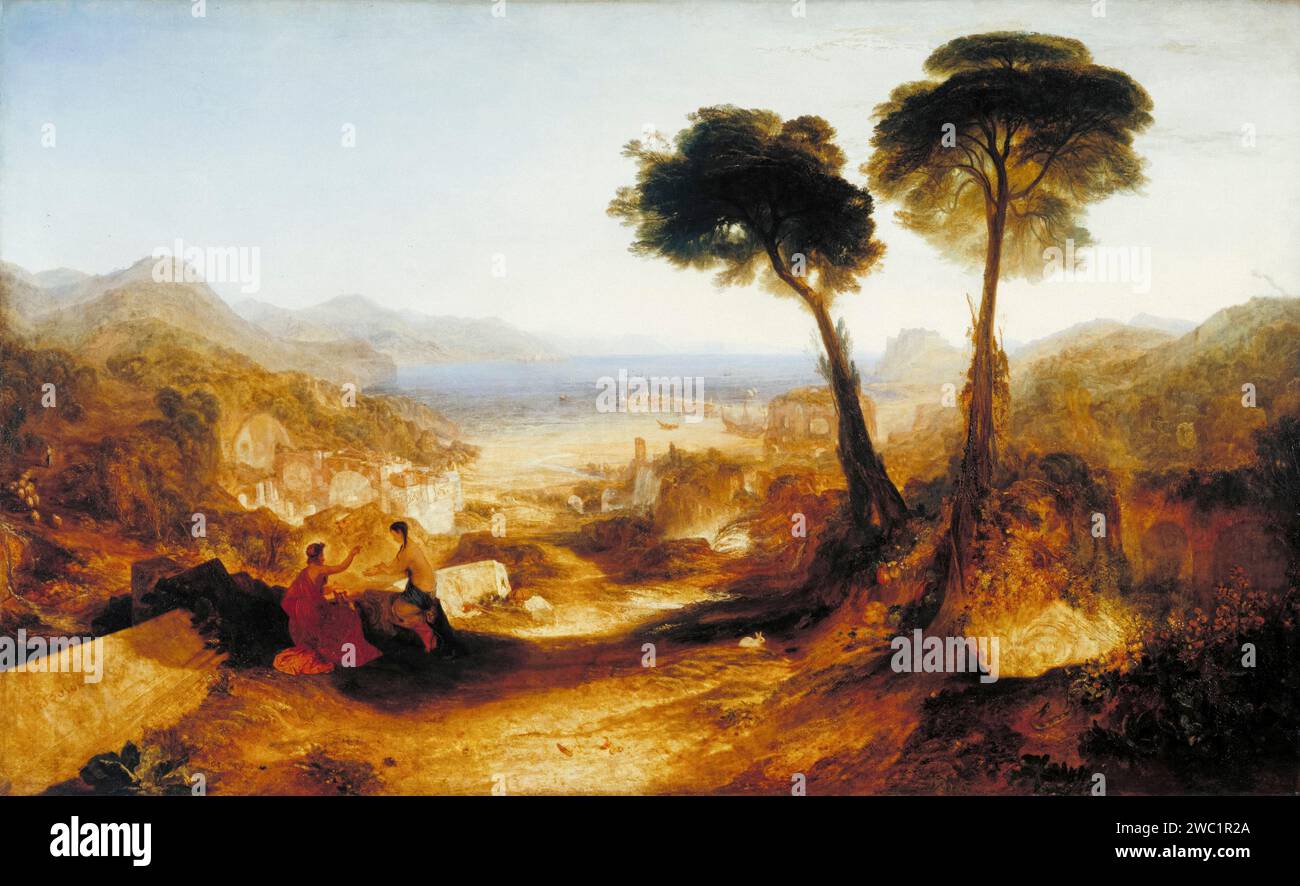 JMW Turner, die Bucht von Baiae mit Apollo und Sibyl, Landschaftsmalerei in Öl auf Leinwand, 1823 Stockfoto