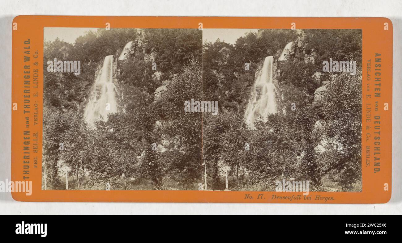 Trusetal Waterval nabij Herges -Vogtei, Hermann Selle, 1868 - 1890 Stereograph Herges-VogteiVerlag: Berliner Karton. Papieralbumendruck Wasserfall Herges Gerichtsdiener Stockfoto