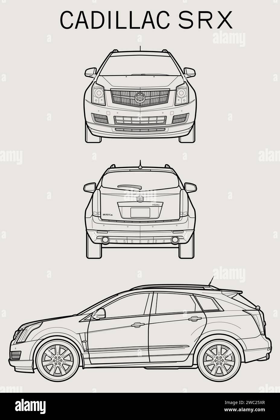 Cadillac SRX 2012-Bauplan Stock Vektor