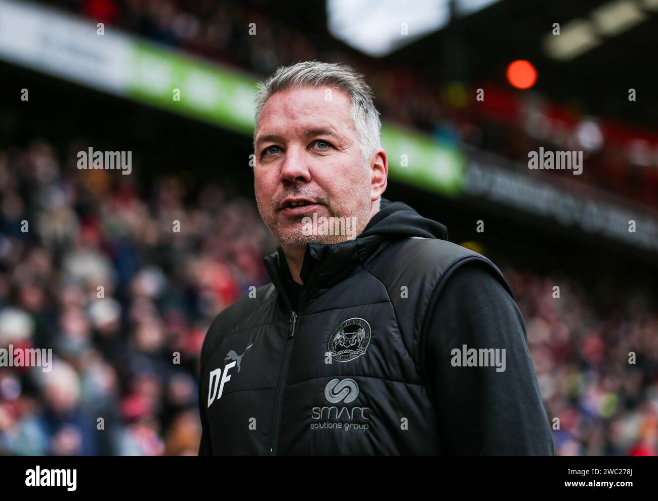 Peterborough United Manager Darren Ferguson während des Spiels der Sky Bet League One im Valley, London. Bilddatum: Samstag, 13. Januar 2024. Stockfoto