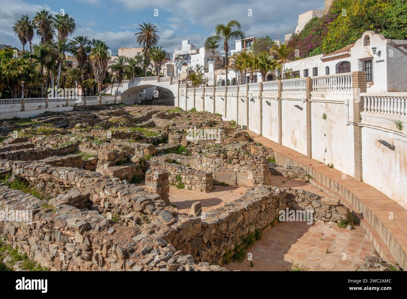 Römische Überreste von El Majuelo Fish Salting Factory Almunecar, Andalusien, Spanien. Stockfoto