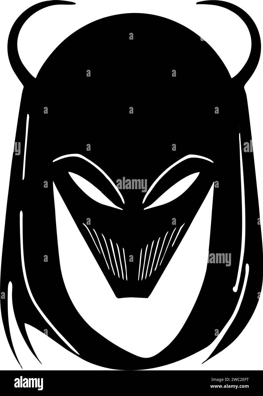 Einfache schwarze Umrisszeichnung Silhouette Alien, Logo, Design Stockfoto
