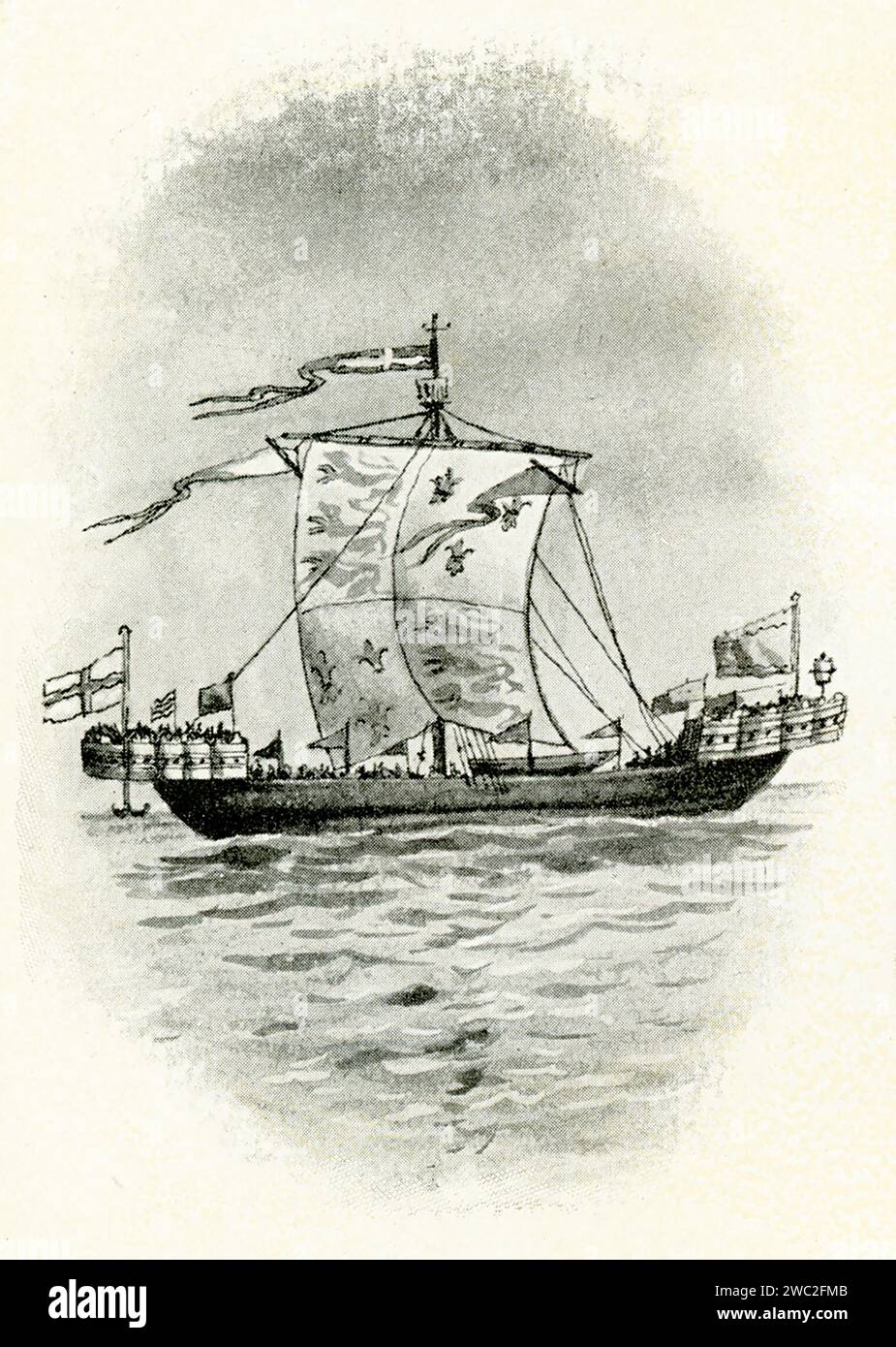 Englisches Schiff aus der Zeit der Kreuzzüge Stockfoto