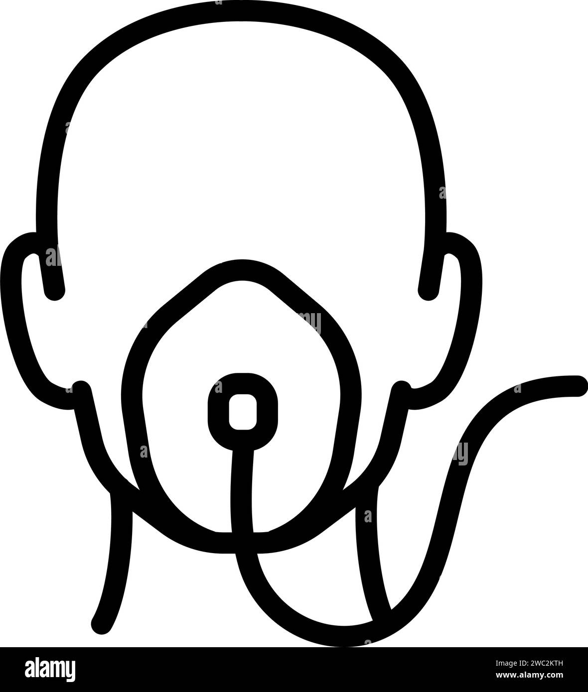 Flaches Symbol für Mann in Sauerstoffmaske. Symbol für die Bestrahlung von Aerosolatmung mit Lungengerät. Umrissdarstellung des Vektorsymbols für die Bestrahlung des Verneblers für die Web-Desi Stock Vektor