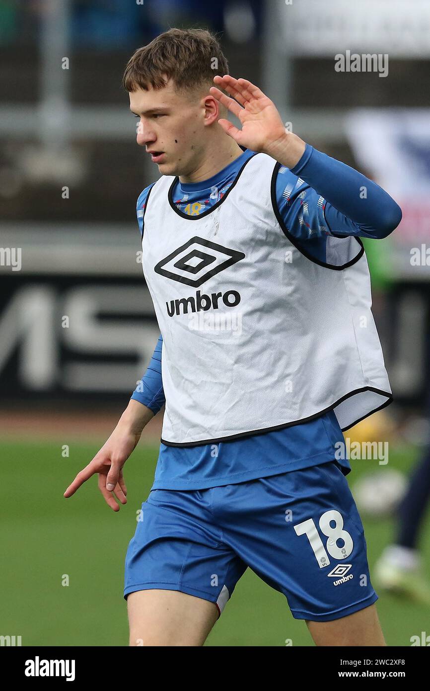 Jack Ellis von Carlisle United während des Spiels der Sky Bet League 1 zwischen Carlisle United und Oxford United in Brunton Park, Carlisle am Samstag, den 13. Januar 2024. (Foto: Robert Smith | MI News) Credit: MI News & Sport /Alamy Live News Stockfoto