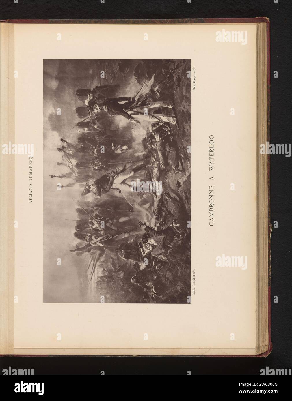 Fotoproduktion des Gemäldes „Cambronne à Waterloo“ von Charles Edouard Armand-Dumaresq, Goupil & Cie., nach Charles Edouard Armand-Dumaresq, um 1876 - in oder vor 1881 fotomechanische Druckpapierschlacht Stockfoto