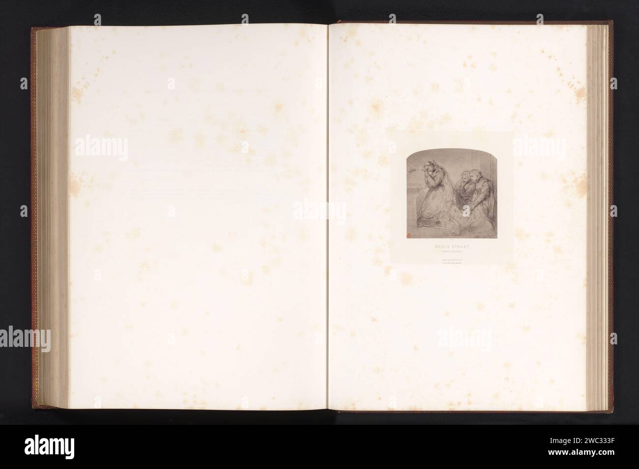 Fotoproduktion einer Zeichnung des letzten Gebets von Maria Stuart von Paul Delaroche, Robert Jefferson Bingham, nach Paul Delaroche, um 1853 - in oder vor 1858 Fotografie Paris Papier. Albumendruck / Gravur Queen. Eine Person betet Stockfoto