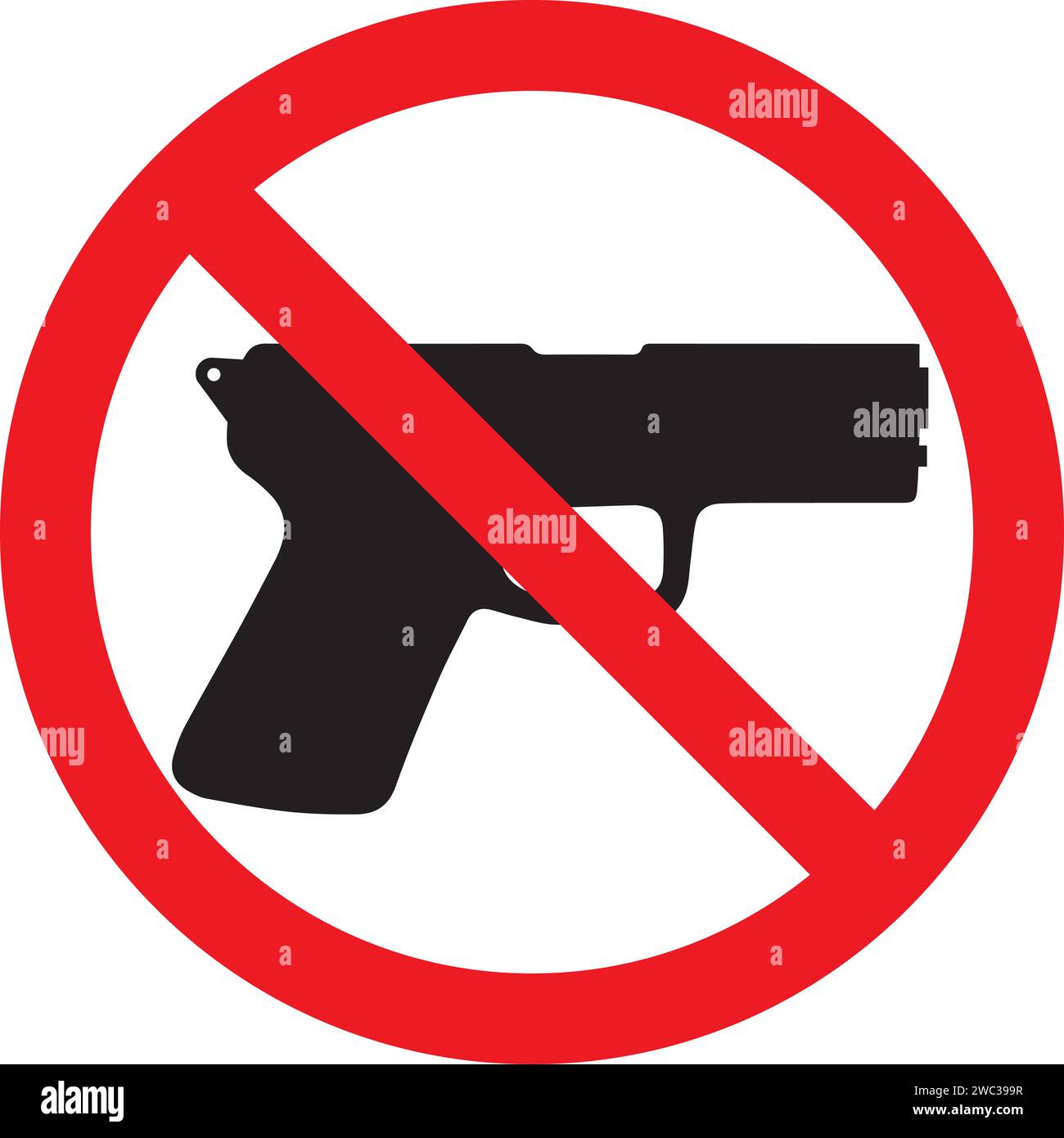 Pistole Nicht Erlaubt Schild, Waffen Verboten Stock Vektor