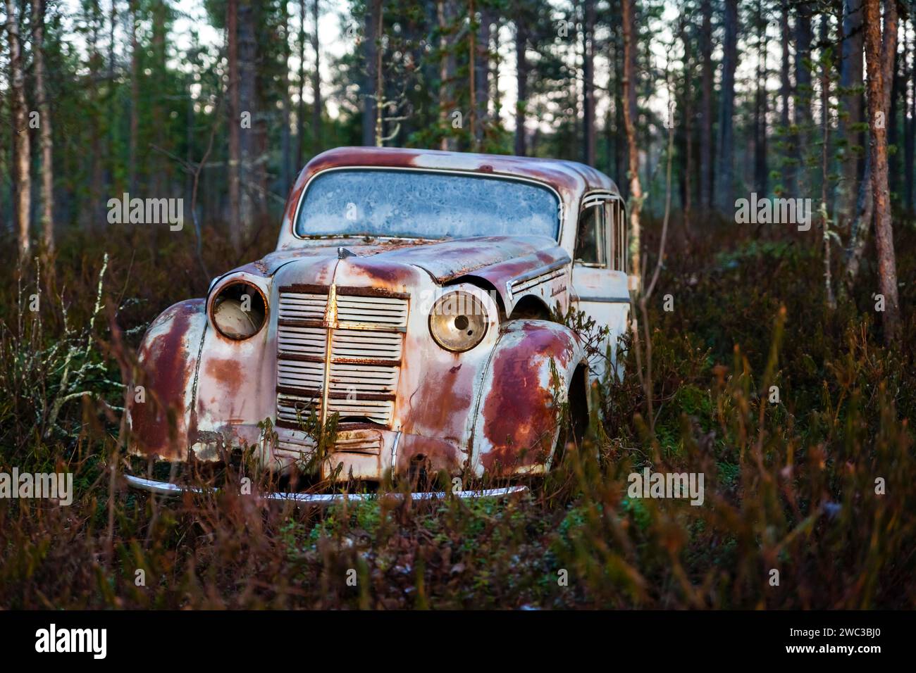 OAO Moskvich Oldtimer in Finnland, Finnisch Lappland, Finnland Stockfoto