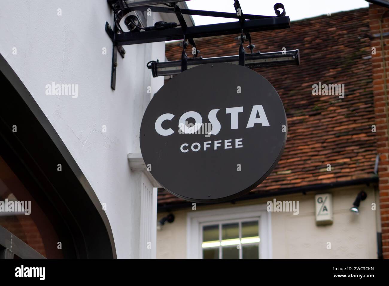 Schild für Costa Coffee Hanging Shop Stockfoto