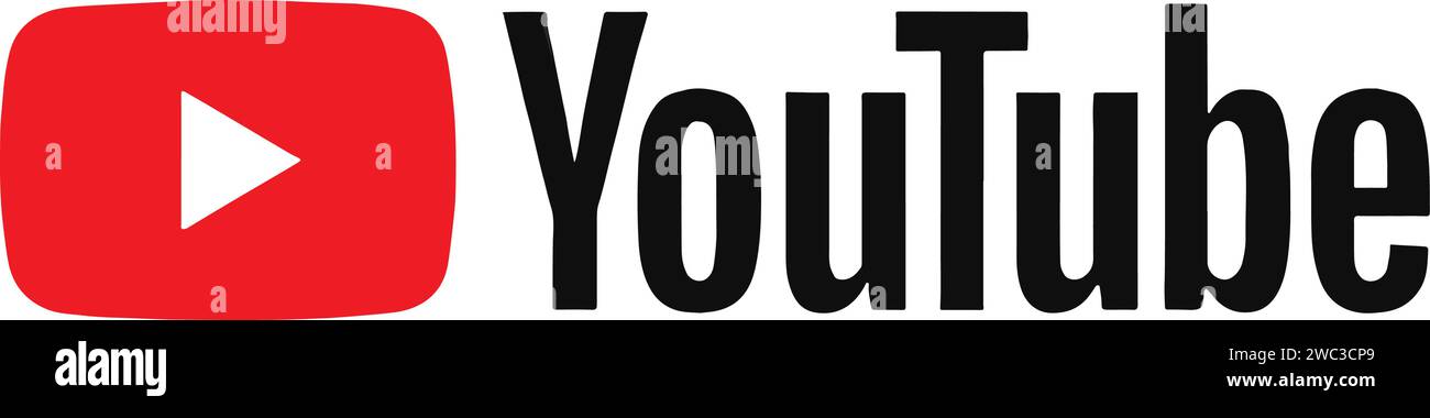 YouTube-Logo Typografie, YouTube-Zeichen alt, Schaltfläche von YouTube Stock Vektor