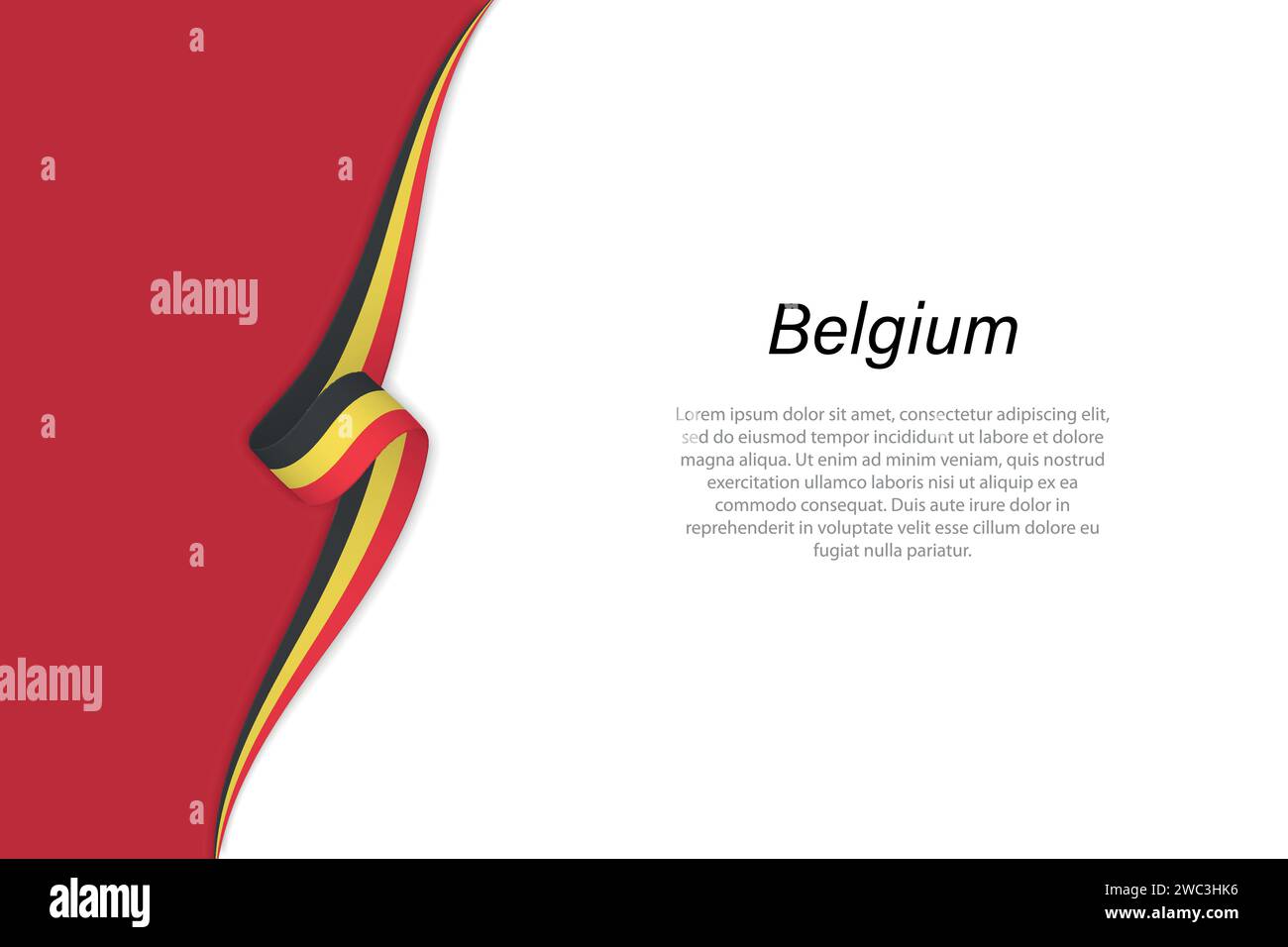 Winke-Flagge Belgiens mit Hintergrund für Werbedrucke. Banner- oder Bandvektorvorlage Stock Vektor