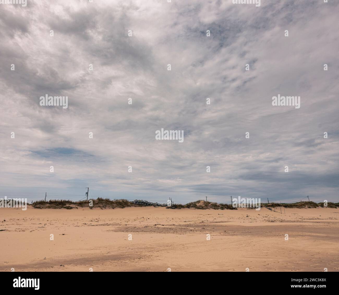Bewölkter Tag am Dune du Sud Beach, Magdalen Islands, Quebec, Kanada Stockfoto