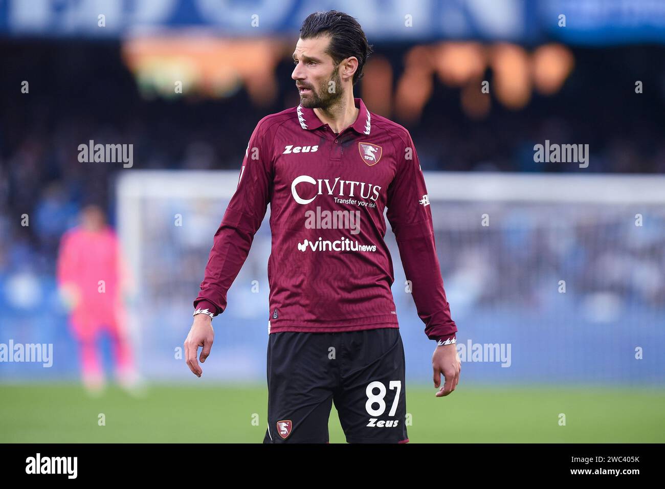 Neapel, Italien. Januar 2024. Antonio Candreva von US Salernitana während des Spiels der Serie A zwischen SSC Napoli und US Salernitana am 13. Januar 2024 im Stadio Diego Armando Maradona Neapel. Franco Romano/Alamy Live News Stockfoto