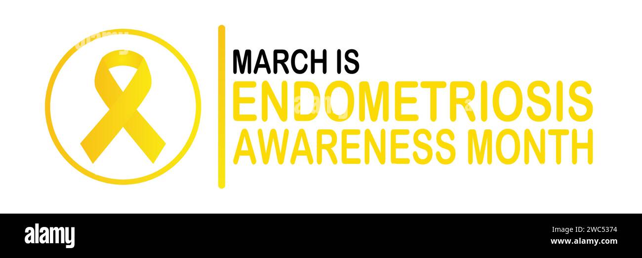 März Ist Ein Monat Zur Kenntnis Der Endometriose. Vektorabbildung. Designelement für Grußkarte, Banner und Poster. Stock Vektor