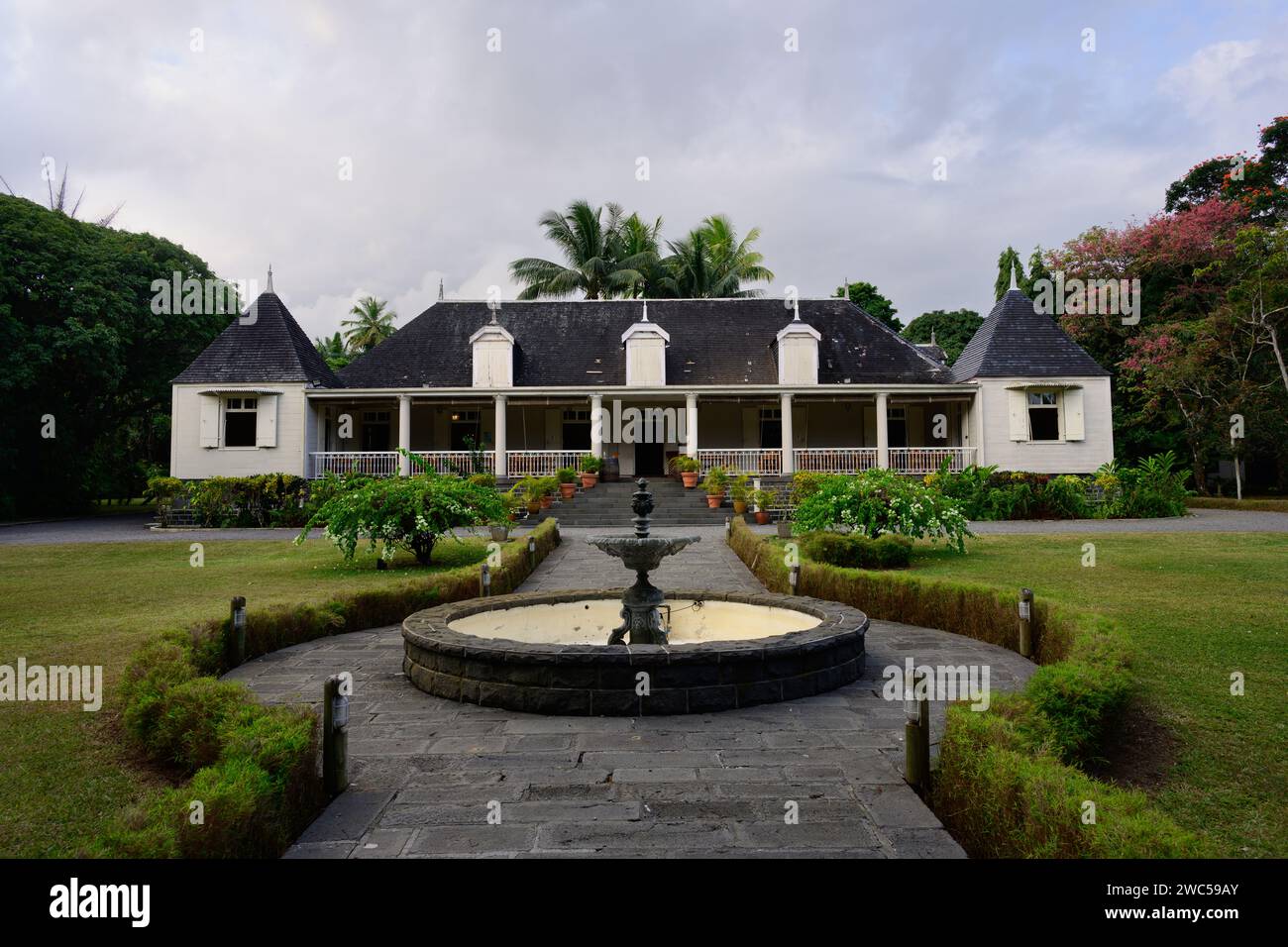 Saint Aubin, Mauritius - 18. Oktober 2023: Außenansicht des Domaine de Saint Aubin und des Le Saint Aubin Restaurants Stockfoto