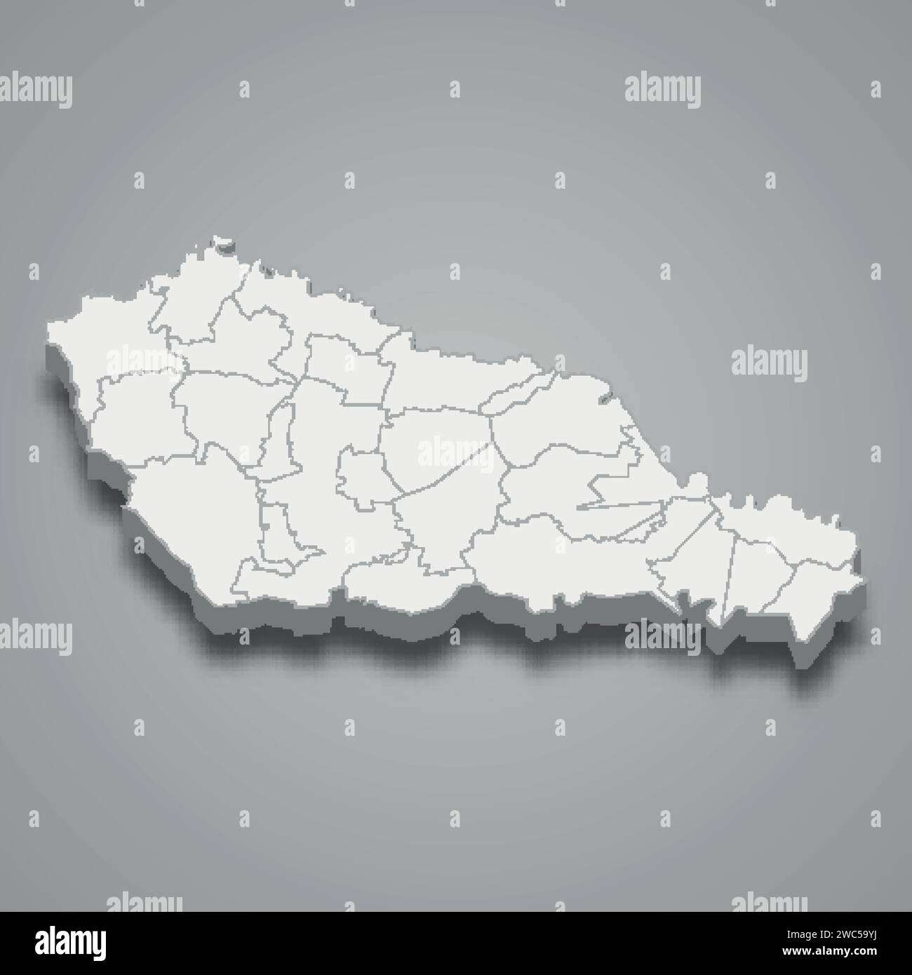 Die 3D-isometrische Karte von Medimurje ist eine Grafschaft von Kroatien, Vektorillustration Stock Vektor