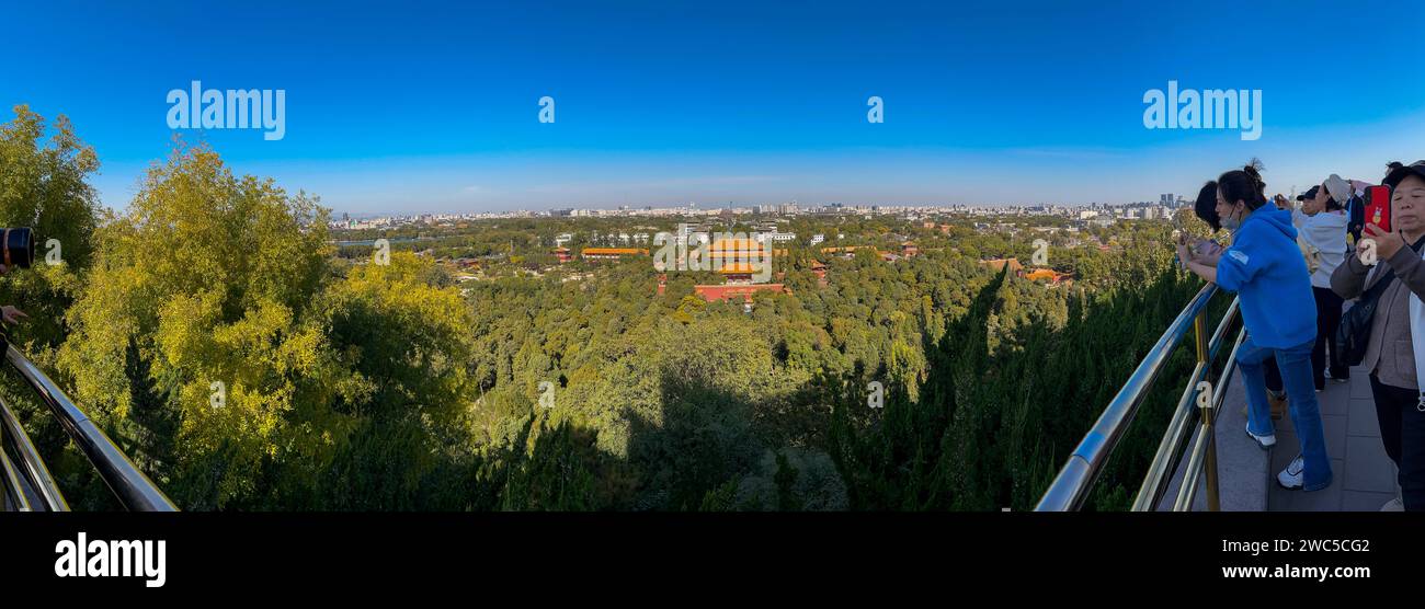 Peking, China, Weitwinkel, Panoramaübersicht, Landschaft, Urban Park , Jingshan Park Viertel, (Verbotene Stadt) Stockfoto