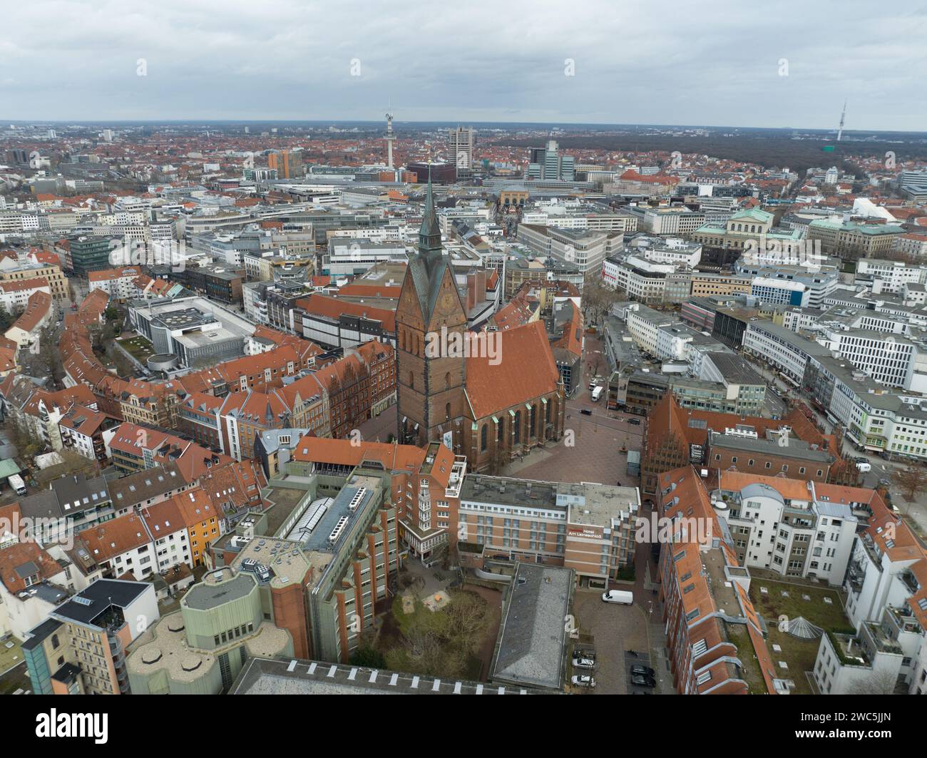 Die Marktkirche in Hannover ist die wichtigste lutherische Kirche in Hannover. Gebäude aus dem 14. Jahrhundert. Stockfoto