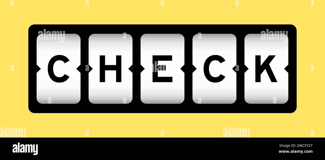 Schwarze Farbe in Wort-Prüfung auf Steckplatzbanner mit gelbem Hintergrund Stock Vektor