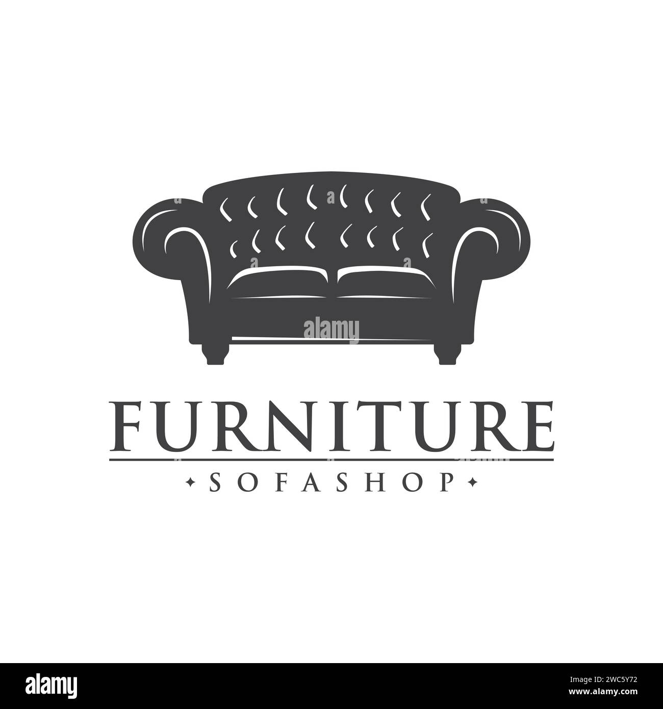 Sofaböbel mit Silhouette und Logo Stock Vektor