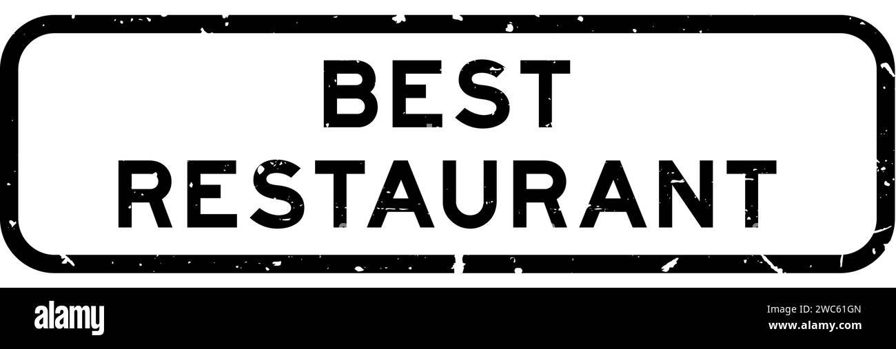 Grunge Black Best Restaurant Wort quadratischer Gummisiegelstempel auf weißem Hintergrund Stock Vektor