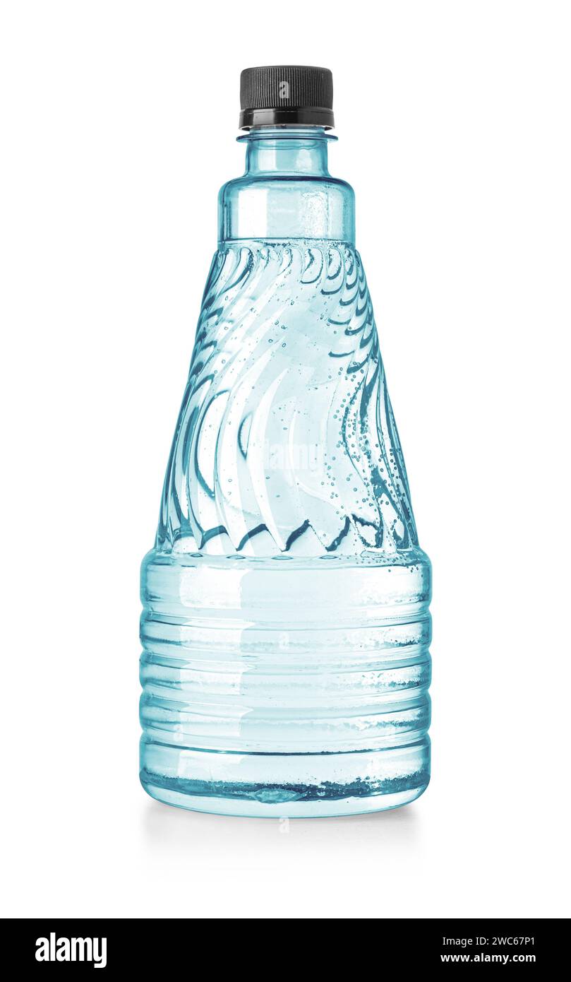 Kunststoffflasche für Wasser und Lebensmittel isoliert auf weißem Hintergrund mit Beschneidungspfad Stockfoto
