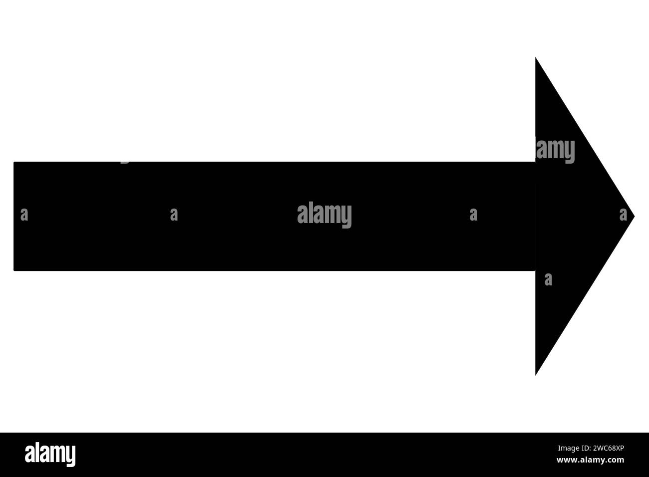 Dieses Bild zeigt ein scharfes und elegantes schwarzes Pfeilsymbol, das elegant nach rechts zeigt. Sein minimalistisches Design sorgt für ein modernes und übersichtliches aest Stockfoto