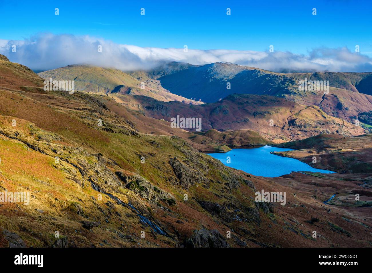 Easedale Tarn im Lake District National Park, Cumbria, Großbritannien Stockfoto