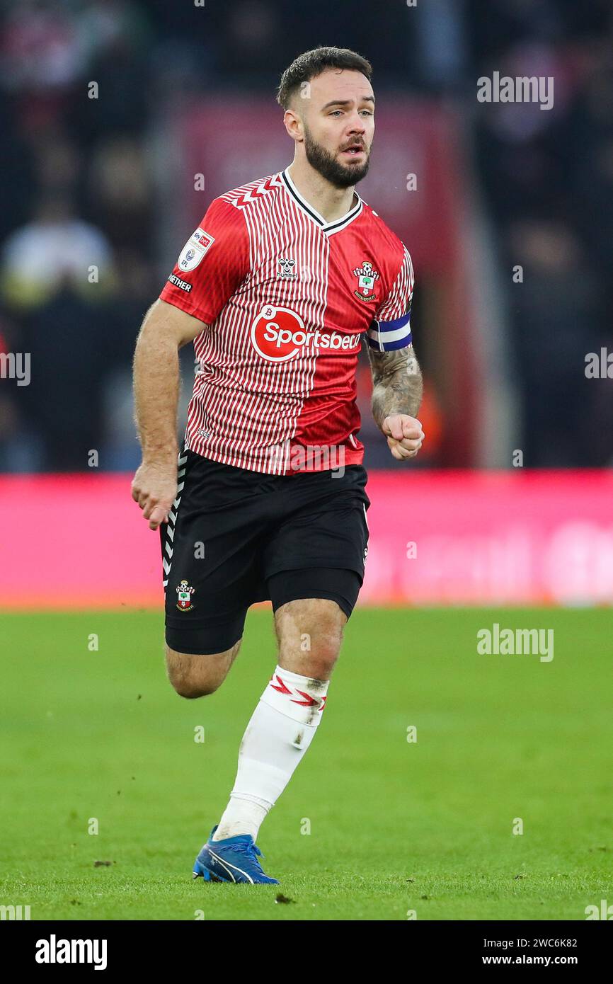 Southampton Stürmer Adam Armstrong (9) im Einsatz während des Spiels Southampton FC gegen Sheffield Wednesday FC SKY Bet EFL Championship im St.Mary's Stadium, Southampton, England, Großbritannien am 13. Januar 2024 Stockfoto