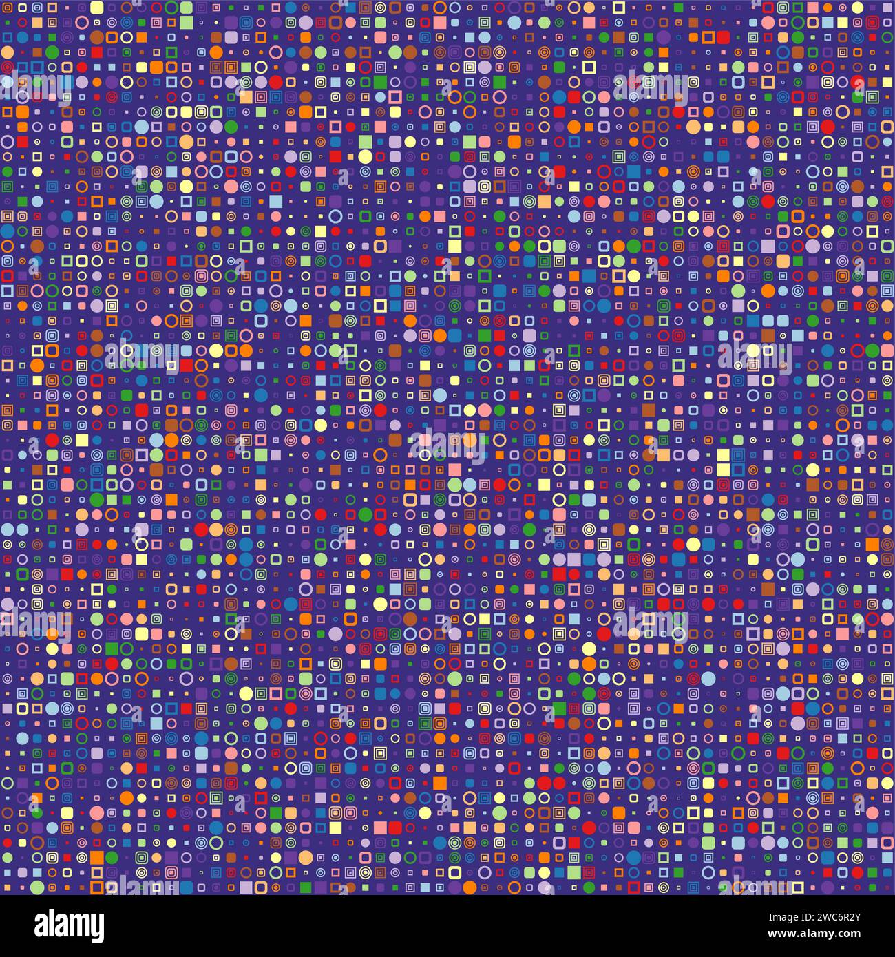 Geometrischer Hintergrund. Verschiedene geometrische Formen in mehreren Farben. Lila, Rot, Blau, Braun, Grün, und Hintergrund. Energetische Vektordarstellung. Stock Vektor