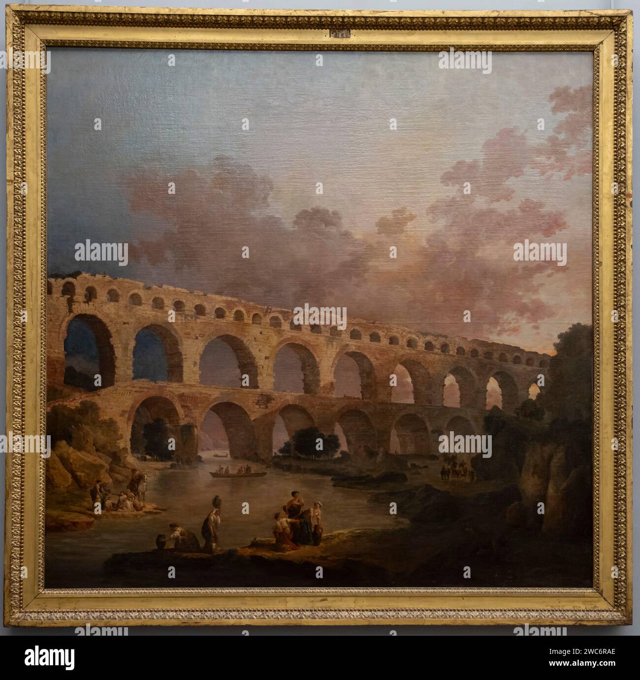 Paris, Frankreich - 01 06 2024: Louvre Museum. Das Pont du Gard Öl auf Leinwand Stockfoto