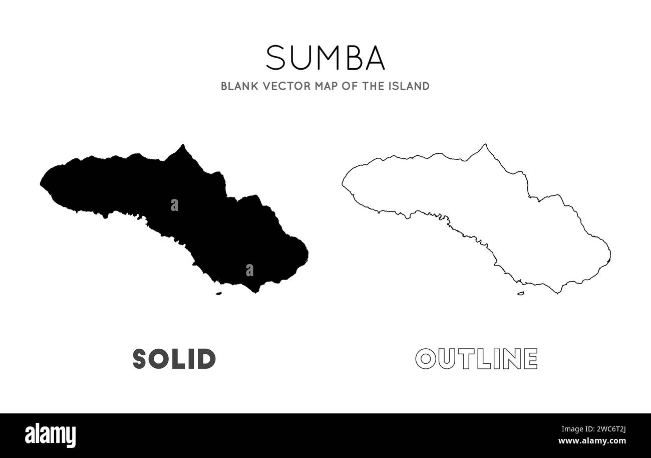 Sumba Karte. Leere Vektorkarte der Insel. Grenzen von Sumba für Ihre Infografik. Vektorabbildung. Stock Vektor